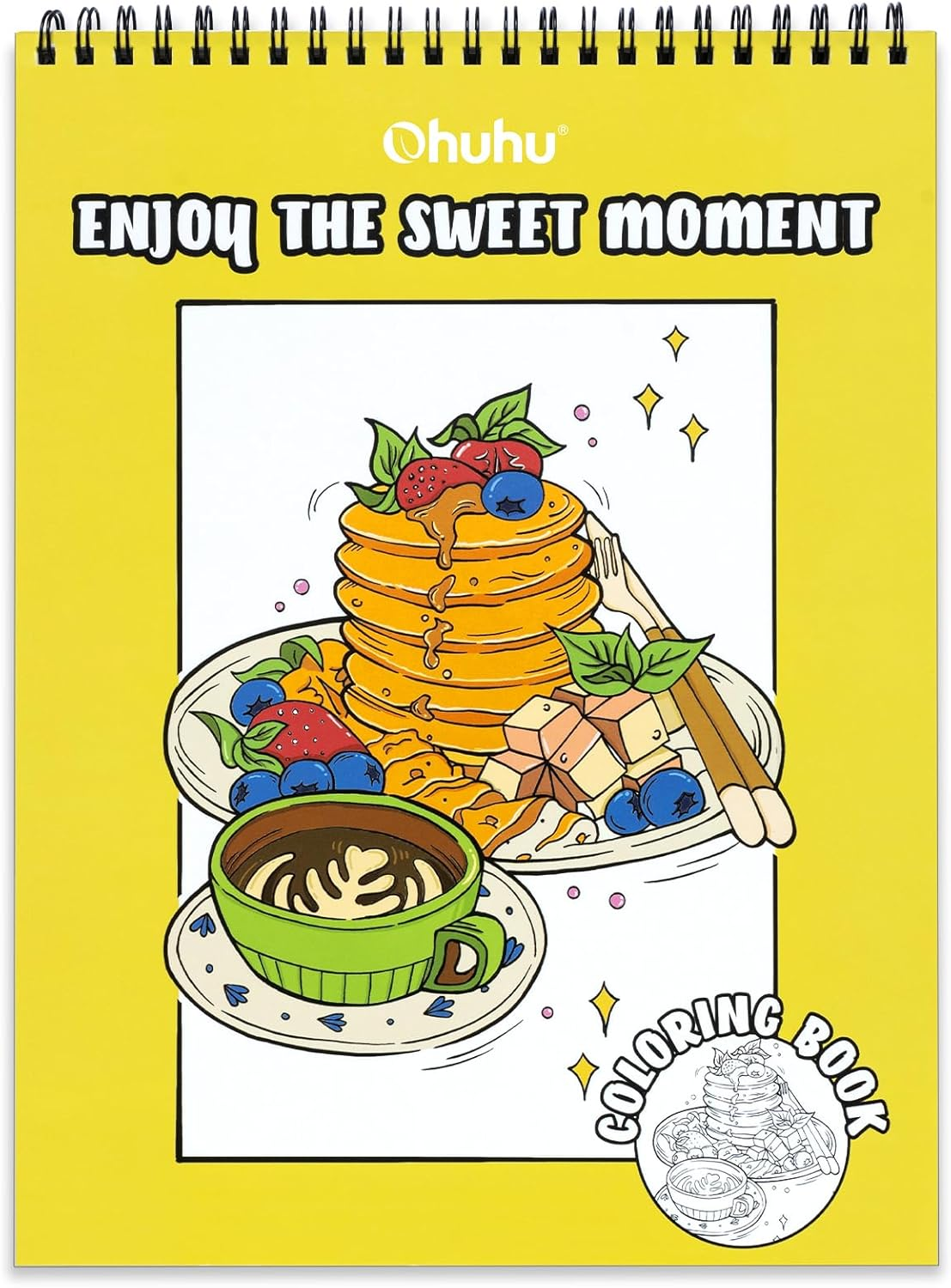 Ohuhu Double Sided Adult Colouring Book Bleedproof - Portraits of Joy - 20 Sheets/40 Pages Spiral Bound Page Double Sided Design Coloring Book -Perfect Stress-Relieving Gift Coloring Book