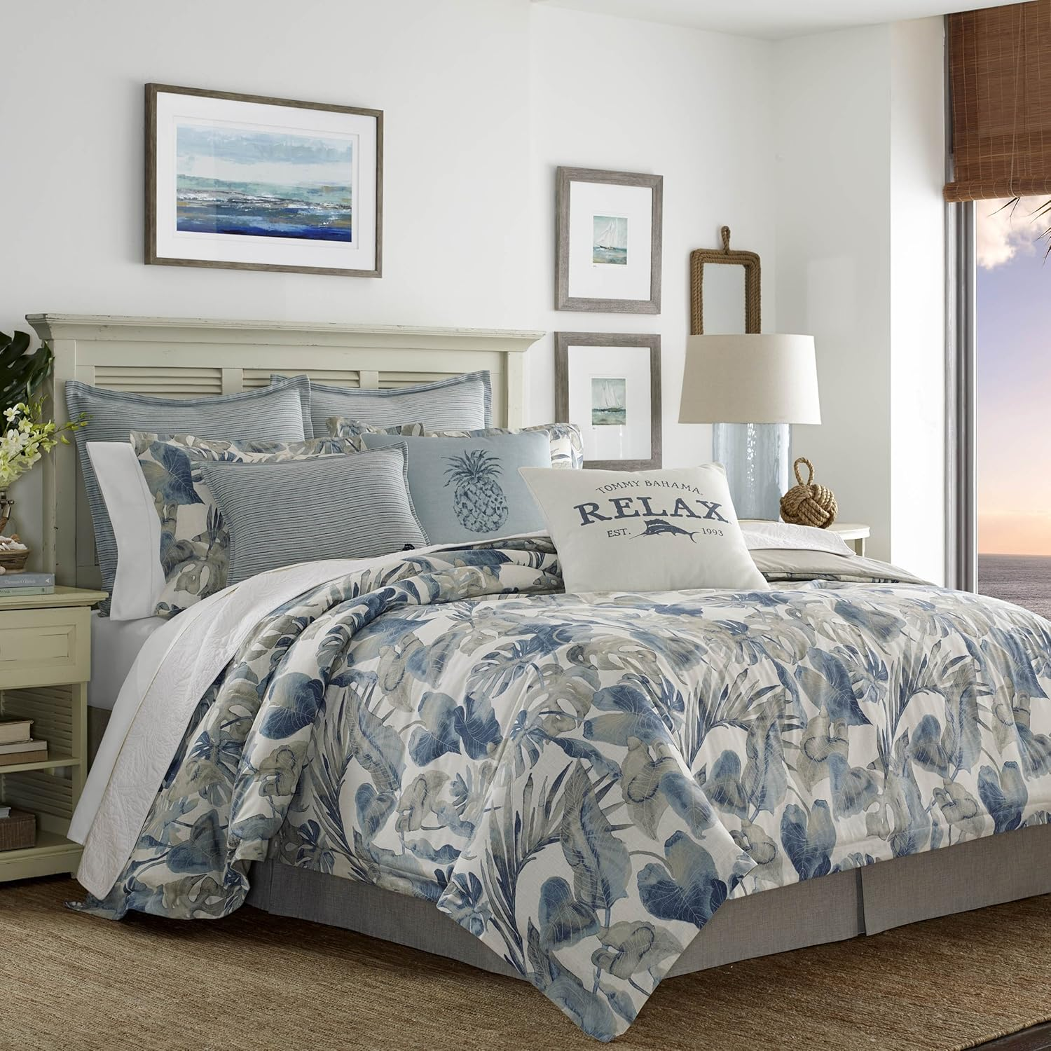 Tommy Bahama - King Duvet Cover Set, Cotton Bedding with Matching Shams & Button Closure, All Season Home Decor (Raw Coast Blue, King) image number 1