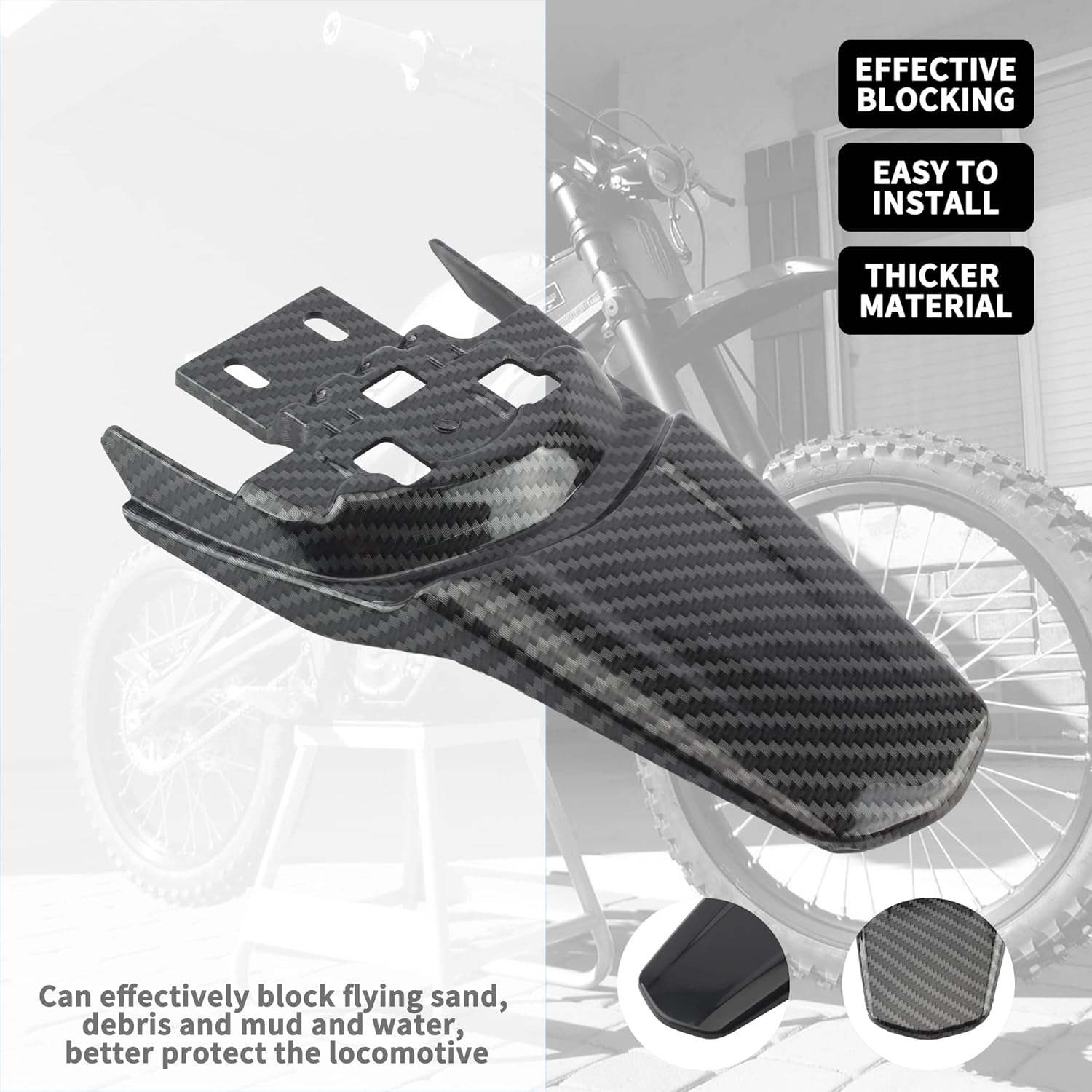 ABCERRSI Sur Ron Back Fender,Imitation Carbon Fiber Dirt Bike Rear Fender Protectorfor Sur-Ron Light Bee image number 2