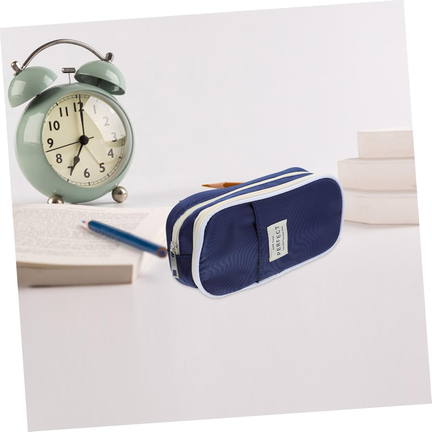Parliky Stationery Storage Box Pencil Case Blue Desk Pencil Organizer Aesthetic image number 2