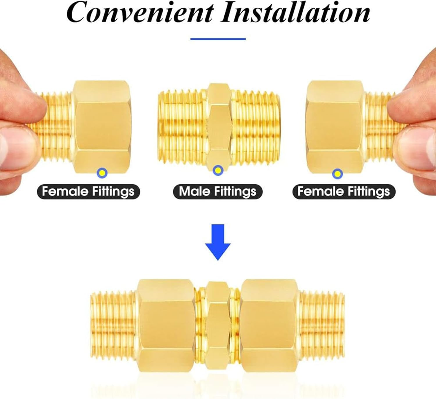 TAILONZ PNEUMATIC 3/4" BSP Male Pipe Hex Nipple, Brass Pipe Fitting（5Pcs） image number 1