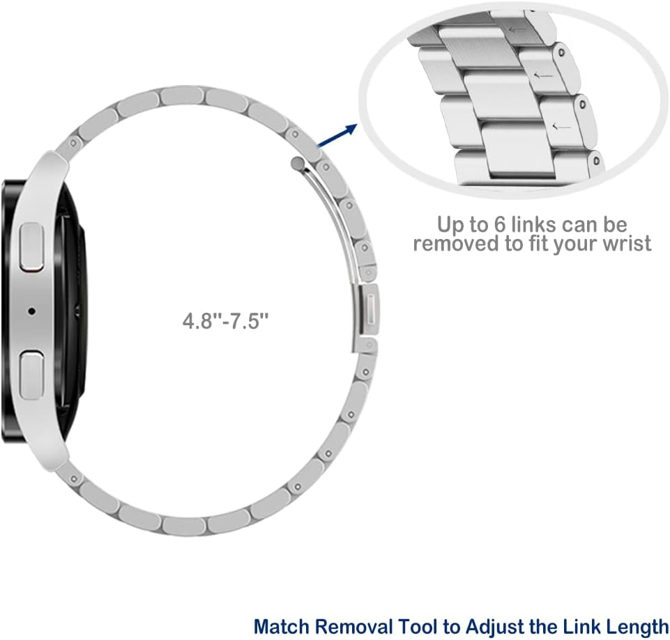 Simpeak Band Compatible with Samsung Galaxy Watch 6/6 Classic/ 5/5 Pro/Watch 4/4 Classic/Watch 3 41Mm/ Active/Active 2/Galaxy Watch 42Mm, Stainless Steel Strap Compatible with Watch 20Mm image number 3