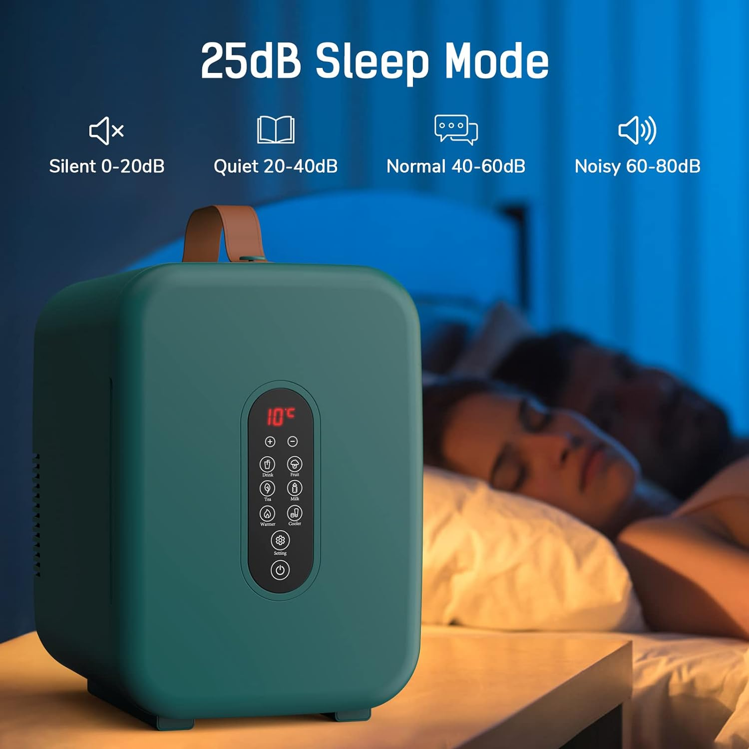 ADVWIN Mini Fridge 10 Liter Small Fridge for Bedroom - Upgraded Temperature Control Panel - AC/12V DC Thermoelectric Portable Cooler and Warmer for Skin Care, Beverage (Green) image number 2