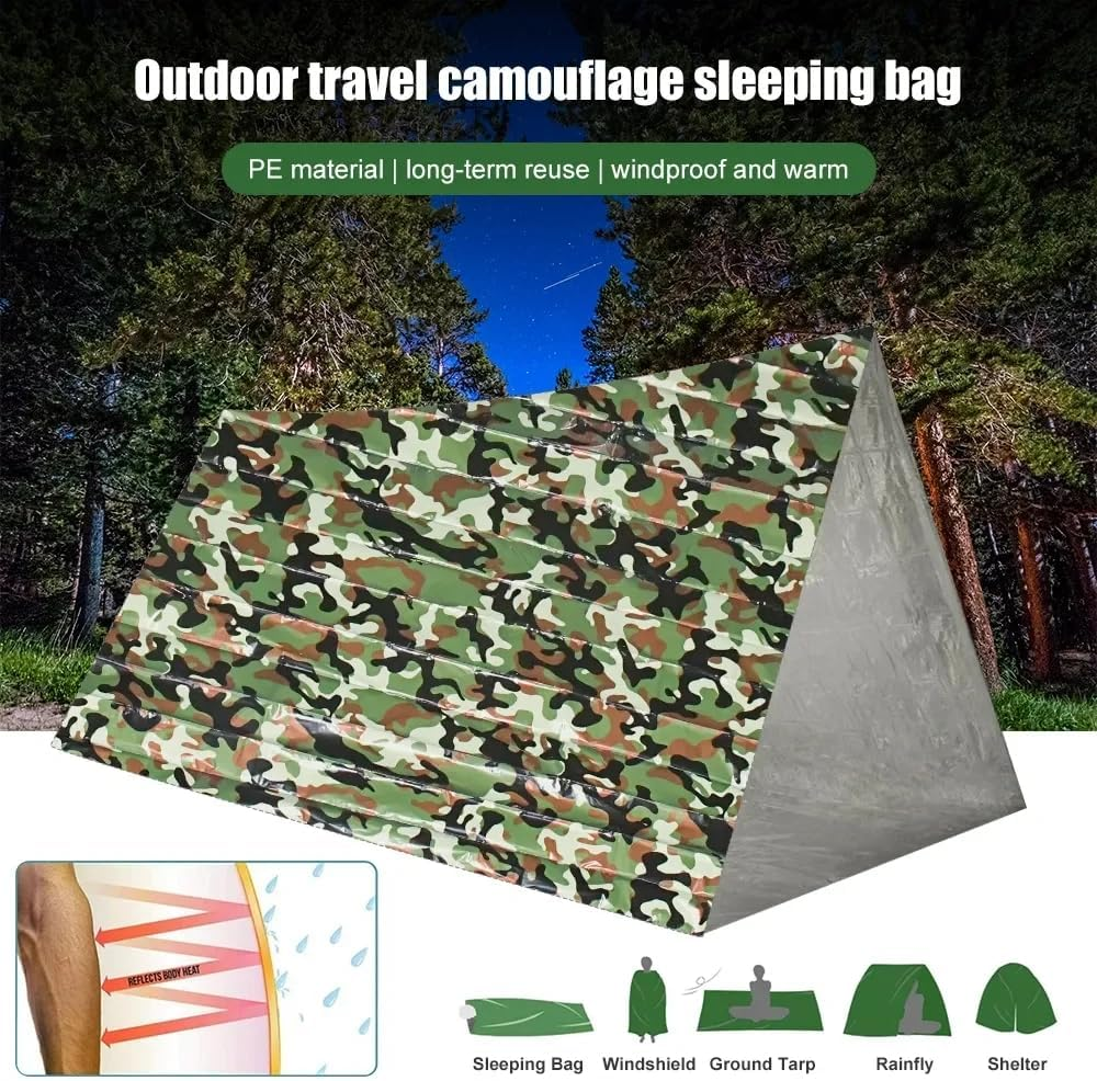 Emergency Sleeping Bag, Lightweight Survival Sleeping Bags Waterproof Thermal Emergency Blanket, Bivy Sack Survival Gear for Outdoor Adventure, Camping, Hiking (213 X 155 Cm) image number 1