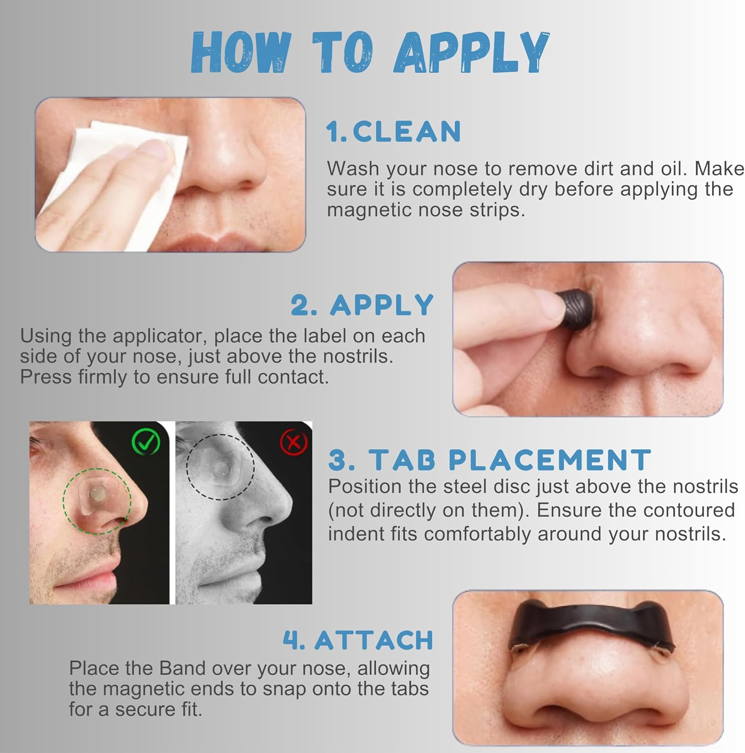 30 Day Supply Magnetic Nasal Strips - Breathing Nose Magnets, Nose Strip Magnetic, Open Airways, Improve Sleep Quality, Reduce Snoring and Mouth Breathing, Instant Congestion Relief. image number 2