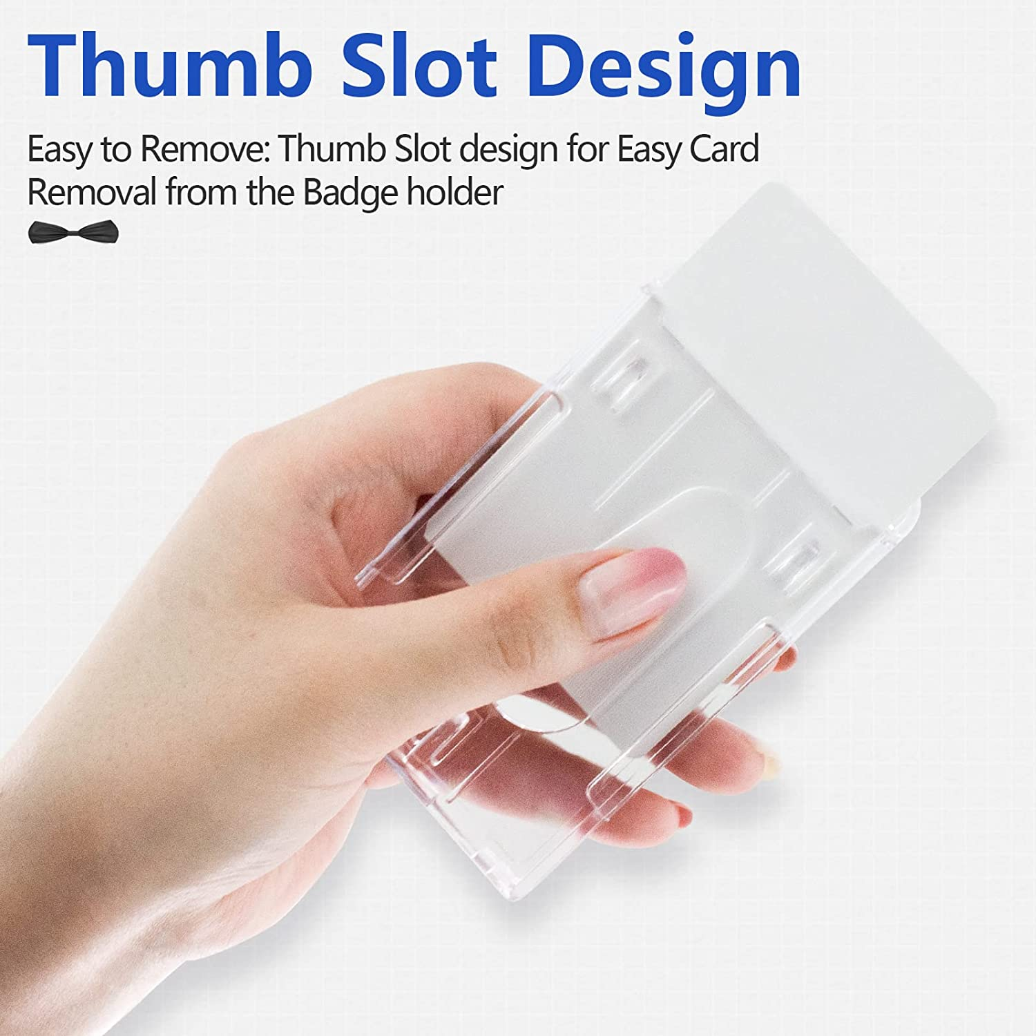 Teskyer 2 Pack Heavy Duty Retractable Badge Reel Clip with Hard Plastic Clear Badge Holders, Holding 2 Pieces of ID Badge Name Card, Vertical and Horizontal Style image number 1