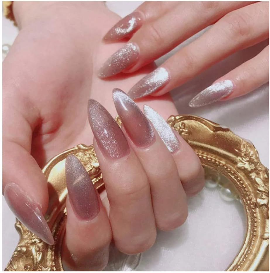 AKOAK 1 Pack Nail Cat Eye Cylindric Magnet Spar Thick Strong Magnetic Cat Eye 3 D Nail Art Magnetic Bar Double Head Magnet Pen UV Gel Nail DIY Tools Nail Accessories（Silver） image number 2