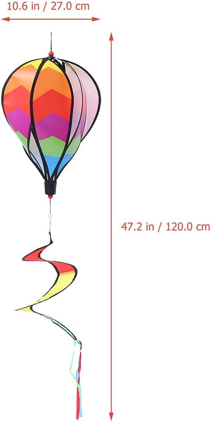 3Pcs Colorful Wind Stripe Ornament Hanging Wind Windmills Air Balloon Windsock Hot Air Balloon Wind Outdoor Hot Air Balloon Hanging Decor to Rotate Cloth Accessories Spiral image number 1