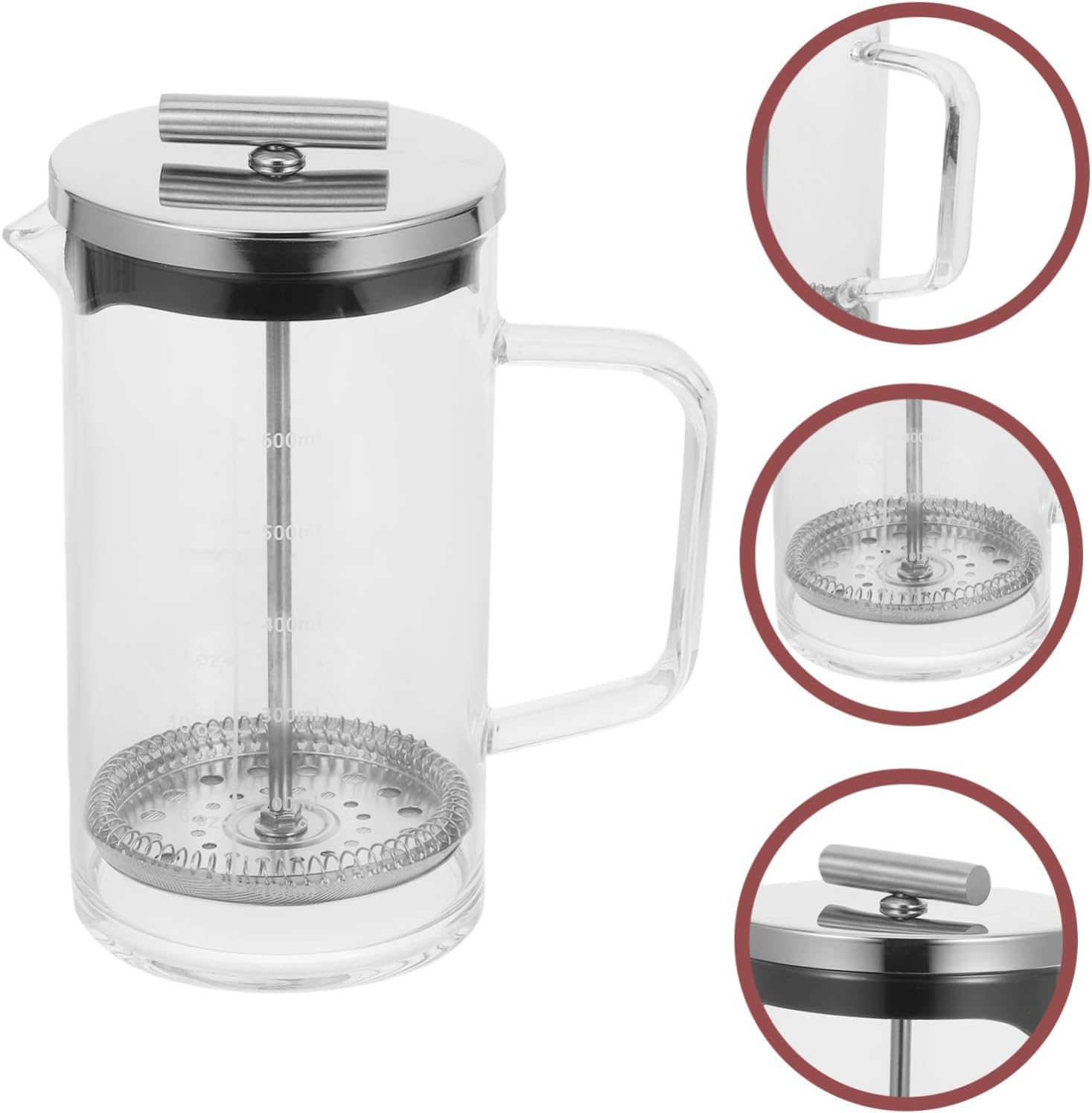 MAGICLULU Coffee Maker Pot Scale Practical Maker Press for Home Use for Brewing Coffee Tea Thick Glass Base Suitable for Daily Use
