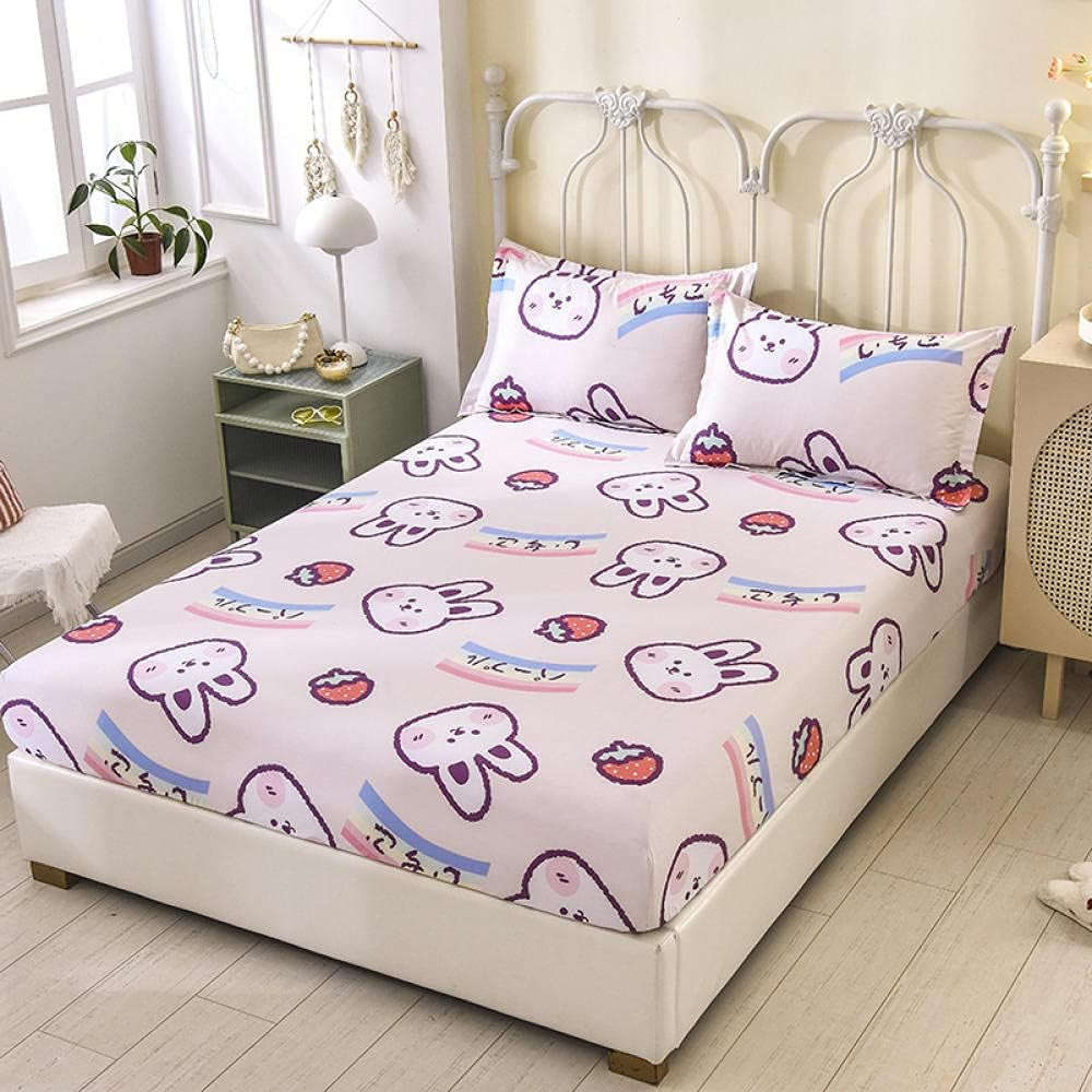 Fitted Sheet Super Soft,Pure Cotton Simple Children'S Four Seasons Bed Linen,Bedroom Dormitory Single and Double Student Bed Linen-Pink_3_135*200Cm image number 3