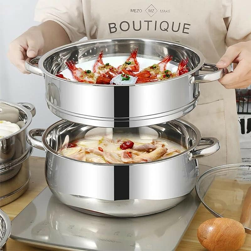 LEDON 4/5 Tier Stainless Steel Steamer Meat Vegetable Cooking Steam 28Cm Pot Cookware Stackable Cookware for Healthy Cooking, Stock Making & Meal Prep (5 Tier) image number 4