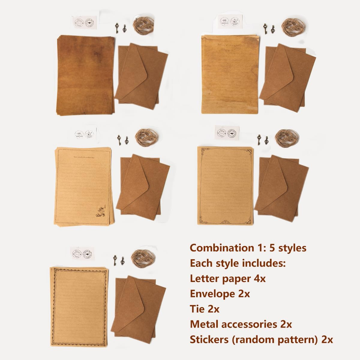 AIMALL 5 Set Cowhide Vintage Letterhead Set - A5 & B5 Confession & Love Letter Paper with Envelopes - Handwritten & Printer Friendly Retro Stationery for Students & Couples - Combination2 image number 4