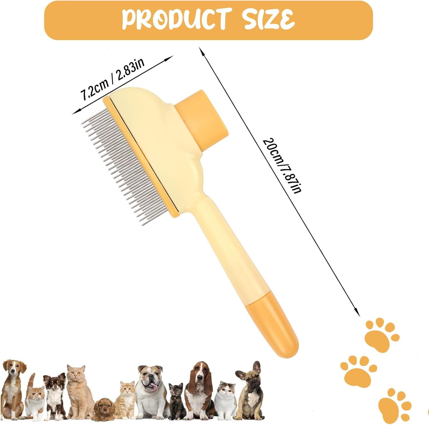 Viiotu Upgrade Pet Hair Remover Comb, One Click Self Clean Dog & Cat Brush Smooth Teeth for Safe Massage, Long Teeth Remove Underfur & Lice, Dual - Length Teeth Untangle for Dog Cat - Yellow image number 5