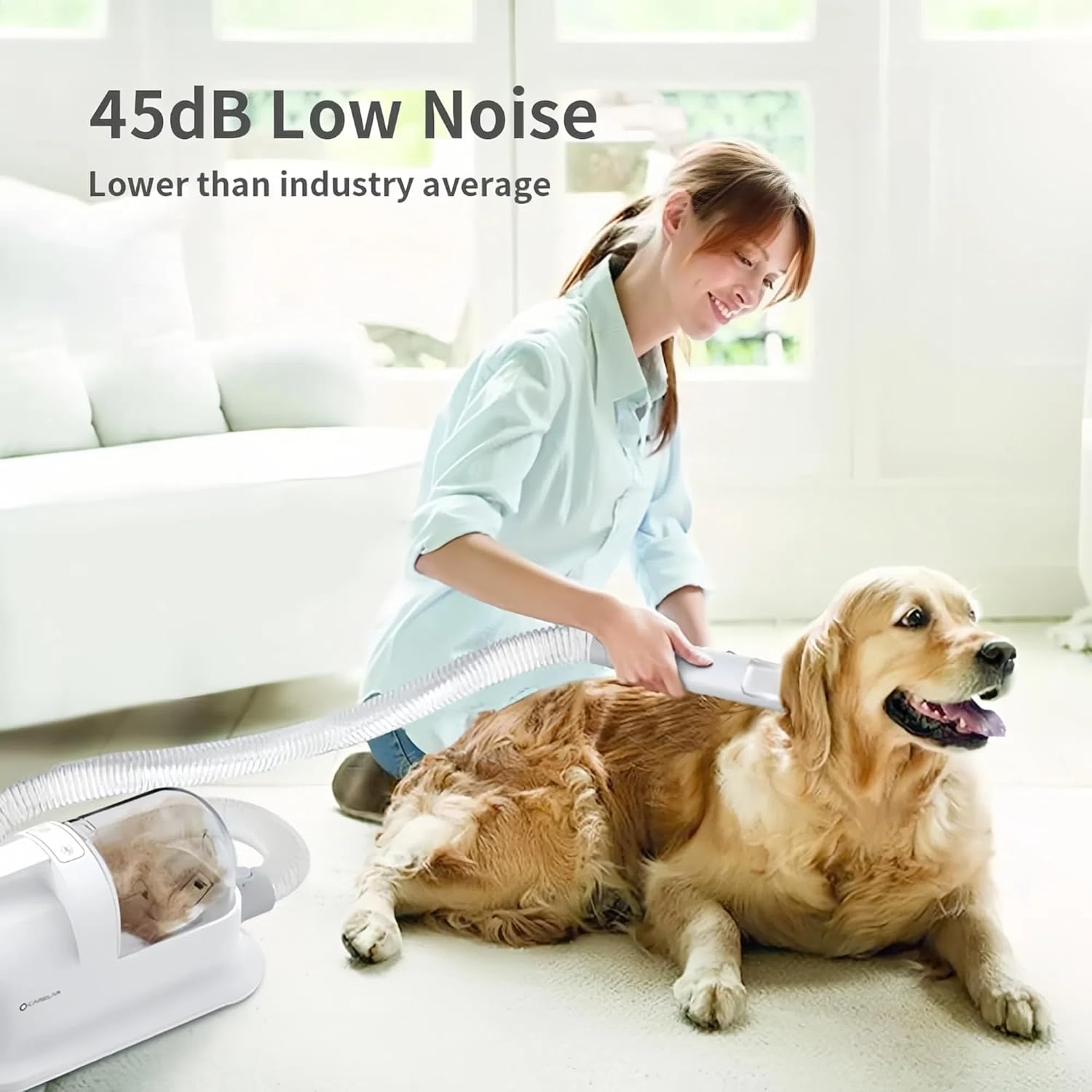 5-In-1 Pet Grooming Vacuum & Dog Grooming Clipper Kits &ndash; All-In-One Dog Hair Trimmer, Deshedder & Shedding Vacuum with 12000Pa Suction, 45Db Low Noise &ndash; Mess-Free Home Pet Grooming image number 2