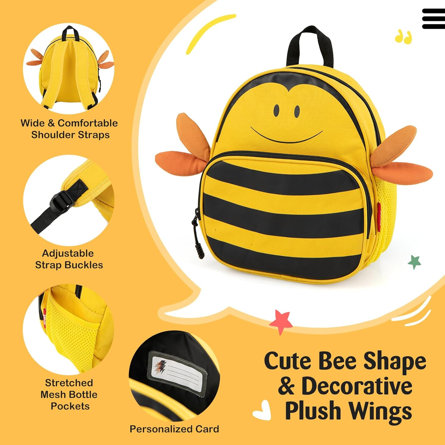 Costway 2 PCS Kids Ride-On Luggage Set, Portable Carry-On Suitcase & Backpack Set W/Anti-Lose Rope, Retractable Rod, Adjustable Strap, Rolling Hardshell Trolley Luggage for over 3 Years Old image number 5