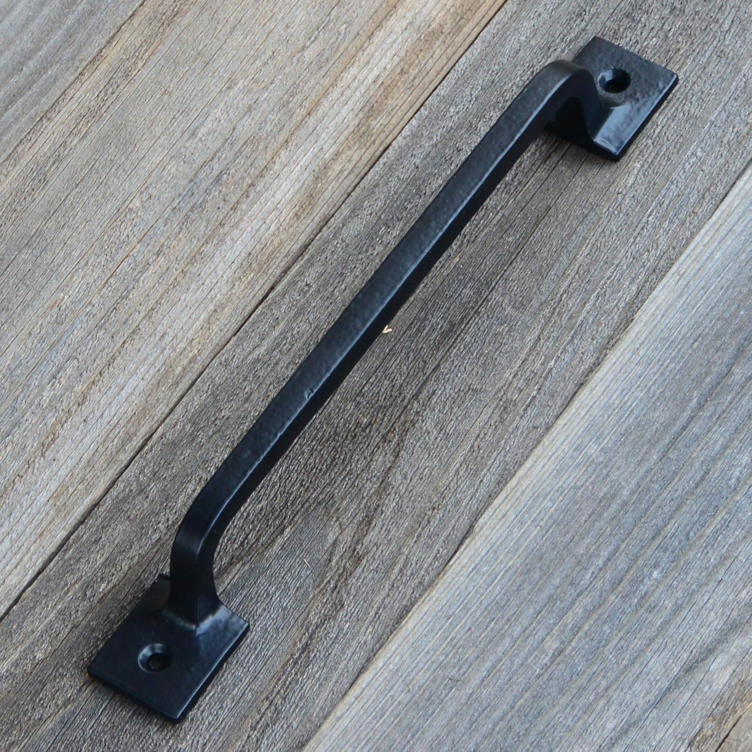 Black Cast Iron Pull Handles 9 Inch (Squared Base, Set of 2) - Cabinet Door Handles, Gate Handle Pull, Barn Door Hardware, Grab Handles image number 6