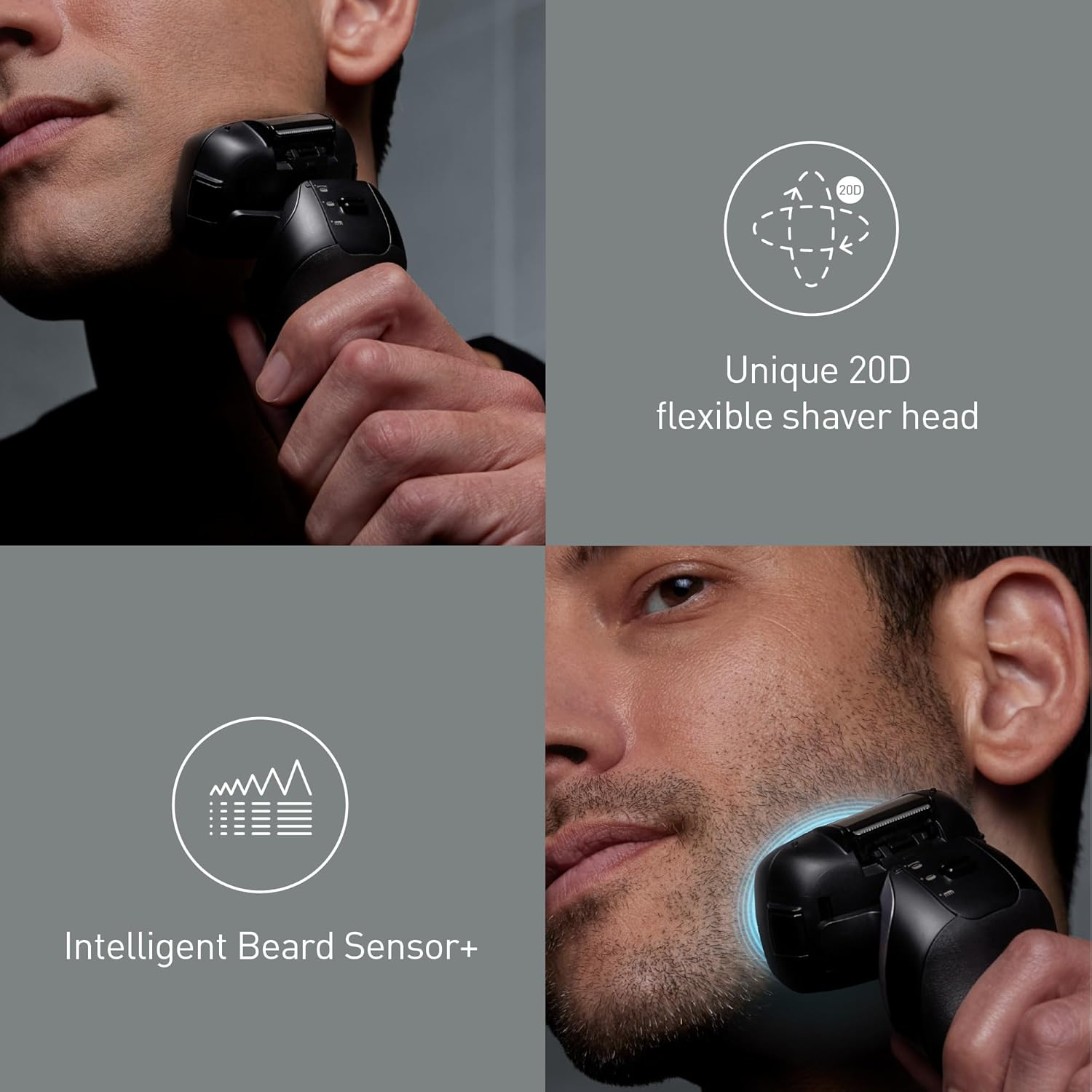 Panasonic Series 900 Premium Wet & Dry 5-Blade Electric Shaver for Men, Stainless Steel Blades, Flexible 20D Head, Responsive Shave Sensing with USB-C Charging, Black (ES-L550UK841) image number 3