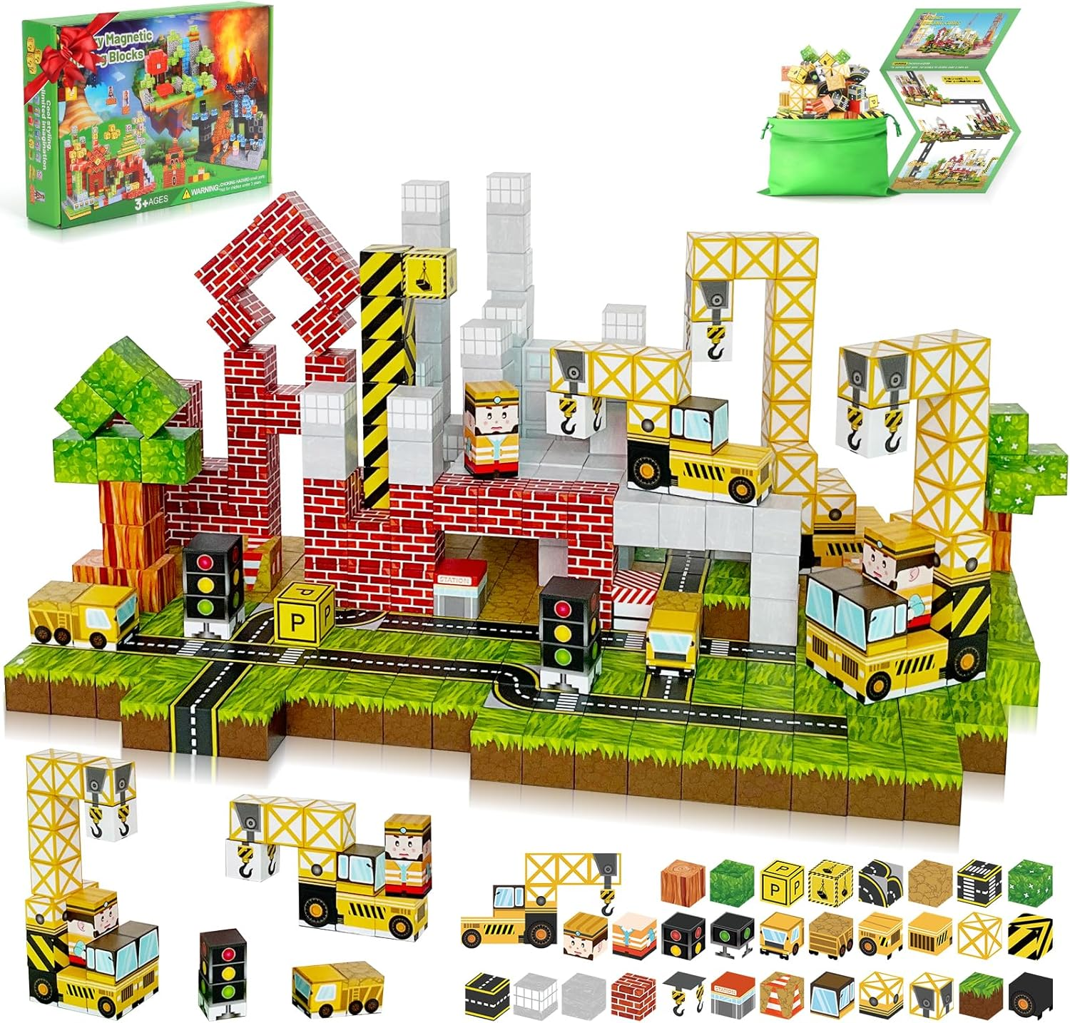 200PCS Magnetic Blocks, Magnetic Building Blocks Toddler Toys, Magnetics Tiles Portal Set, STEM Sensory for 3+ Year Old Boys&Girls, Toddler Creative Learning Toys, Creative Kids Games Set image number 5