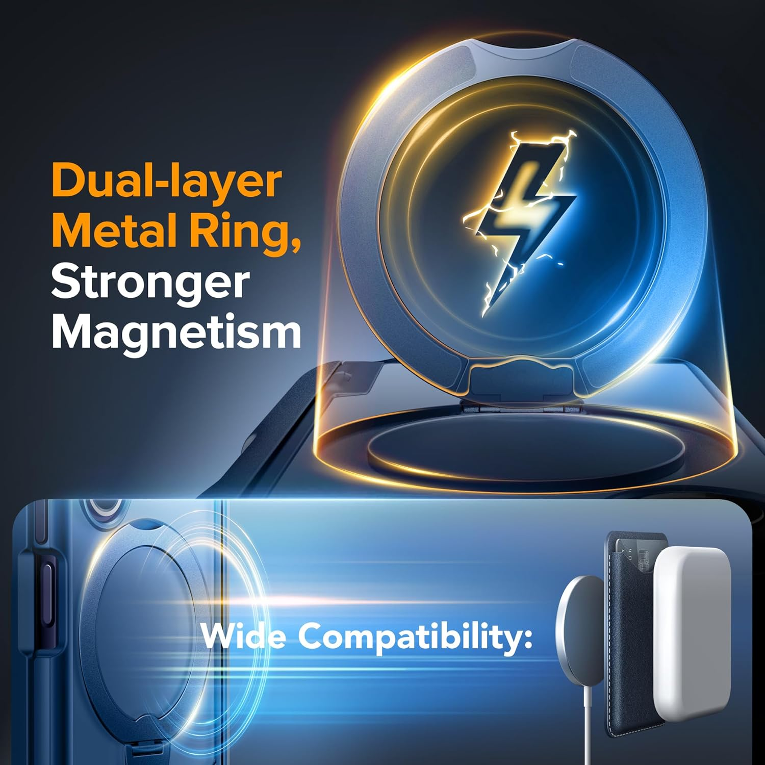 MOBOSI Upgraded 360&deg; Spin Magnetic Ring Stand for Z Fold 6 Case with S Pen Slot, Compatible with Magsafe, 18FT Military Grade Protection, Shockproof Case for Samsung Galaxy Z Fold6, Privacy Blue image number 3