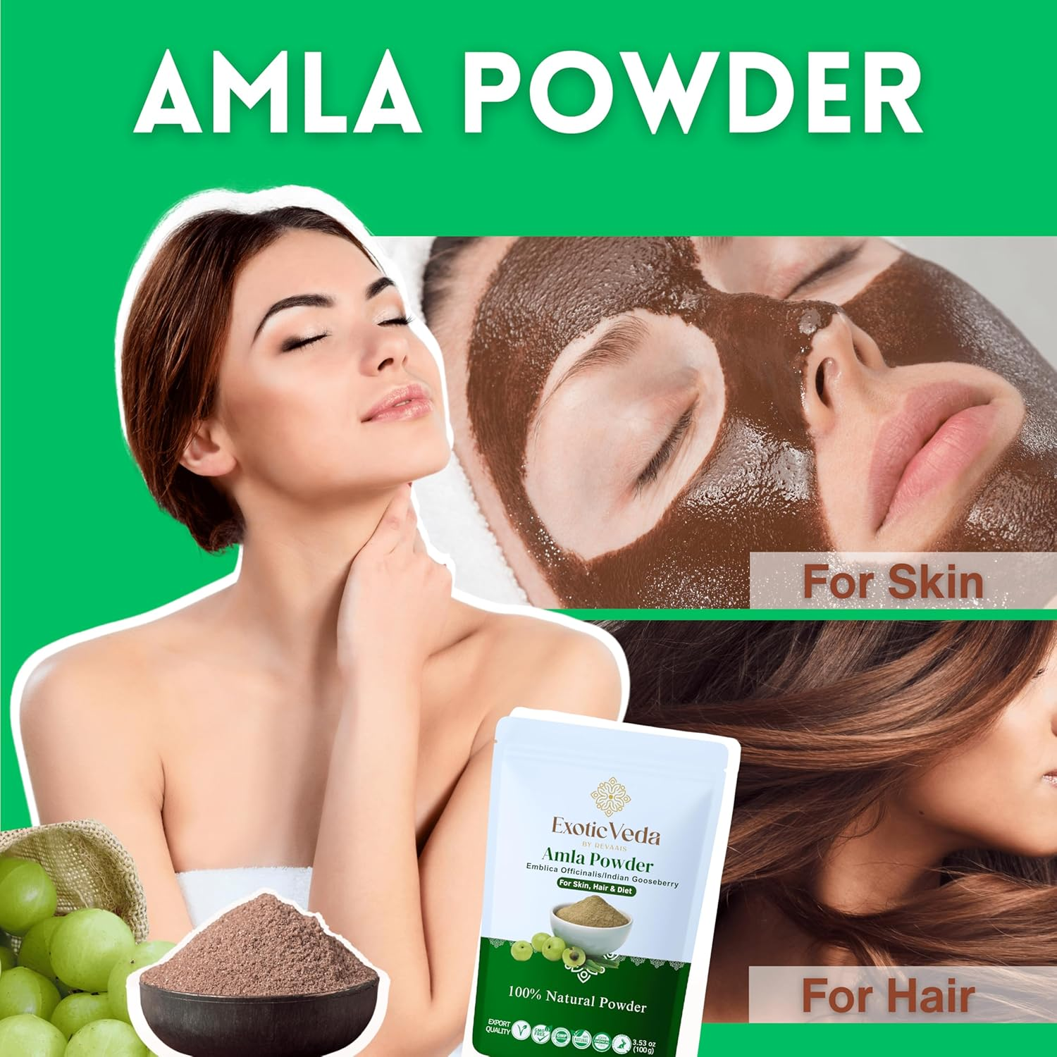 Organic Amla Powder Herbal Supplement Indian Gooseberry or Emblica Officinalis Helps Detoxify, Boost Immunity, Hair Growth & Long Hairs, Promotes Eye Health, 100% Natural, Non-Gmo (100G) image number 4