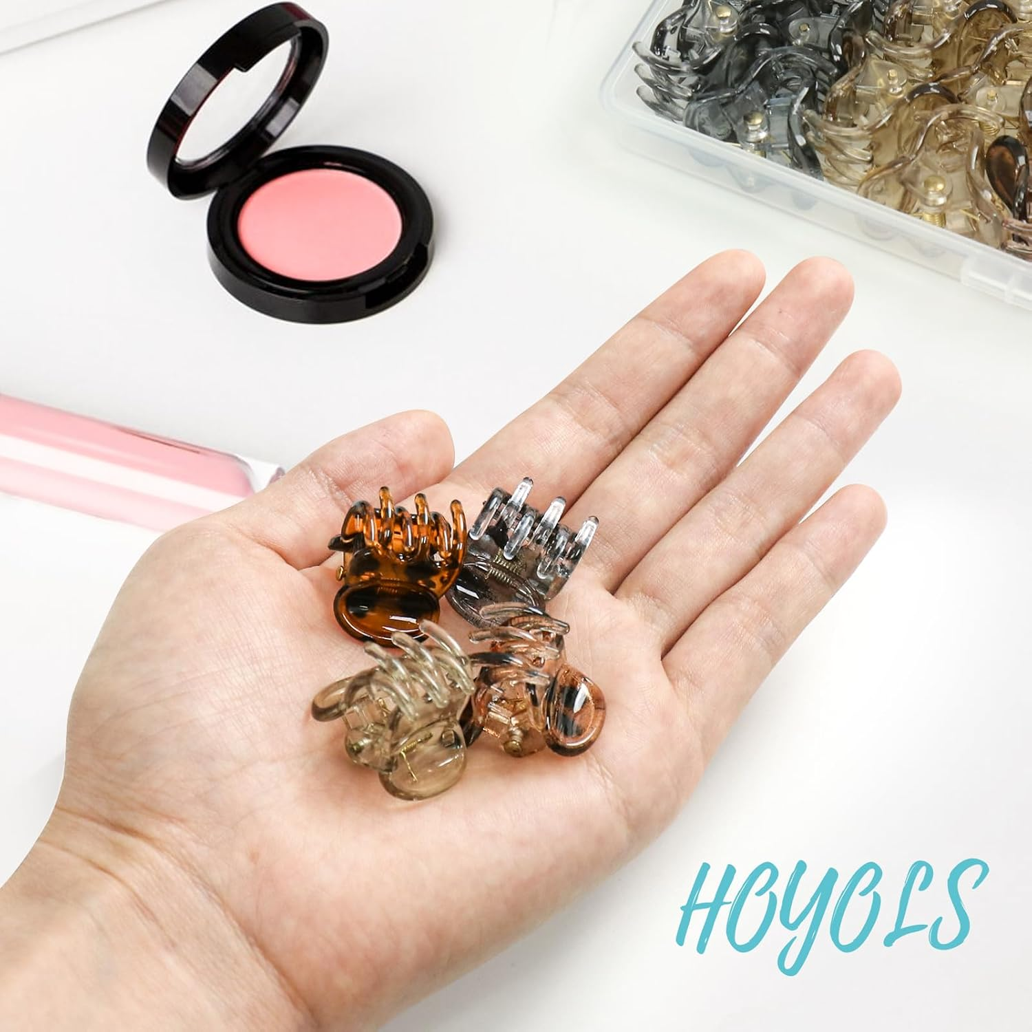 HOYOLS 36 Pcs Small Tortoise Hair Claw Clips, Mini Half up Plastic Hairclips for Women Girls, Strong Grip Non-Slip Jaw Clips for Thin Short Hair (Amber Glow Mix Color) - Autumn Whisper image number 2