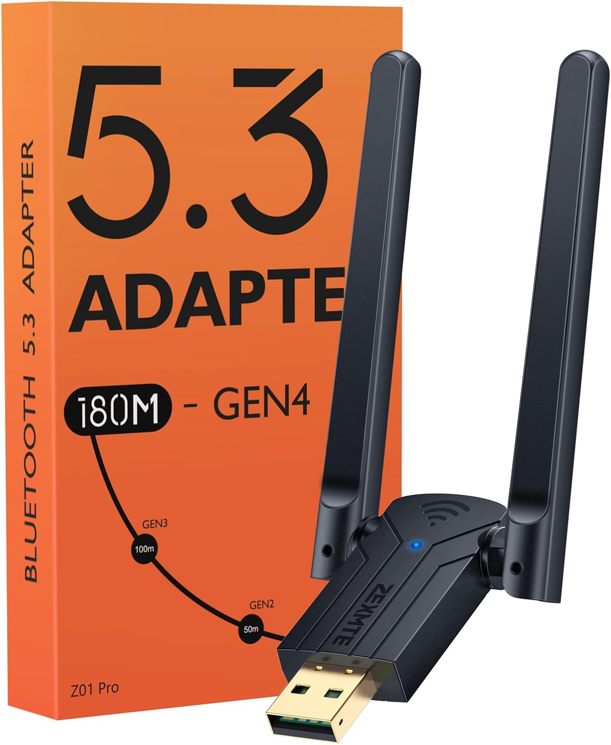 ZEXMTE Bluetooth Adapter for PC, 5.3 USB Bluetooth Dongle, 180M Long Range Bluetooth Stick for Desktop, Laptop, Printer, Keyboard, Mouse, Headset, Windows 8/10/11 Plug & Play image number 5