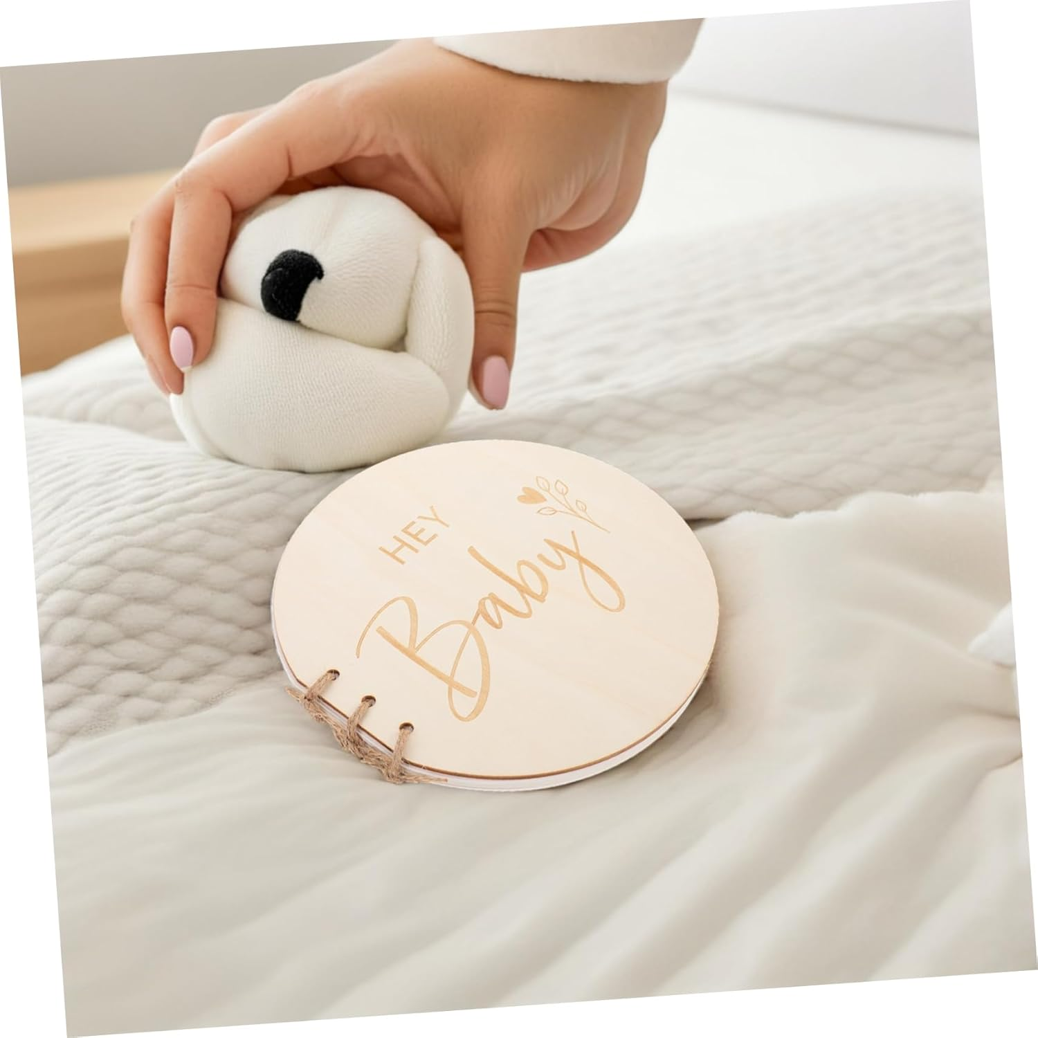 KICHOUSE Rustic Wooden Shower Guest Book with Sign in Pages Memory Album for Newborns Elegant Keepsake for Boys for Celebrations and Events image number 5