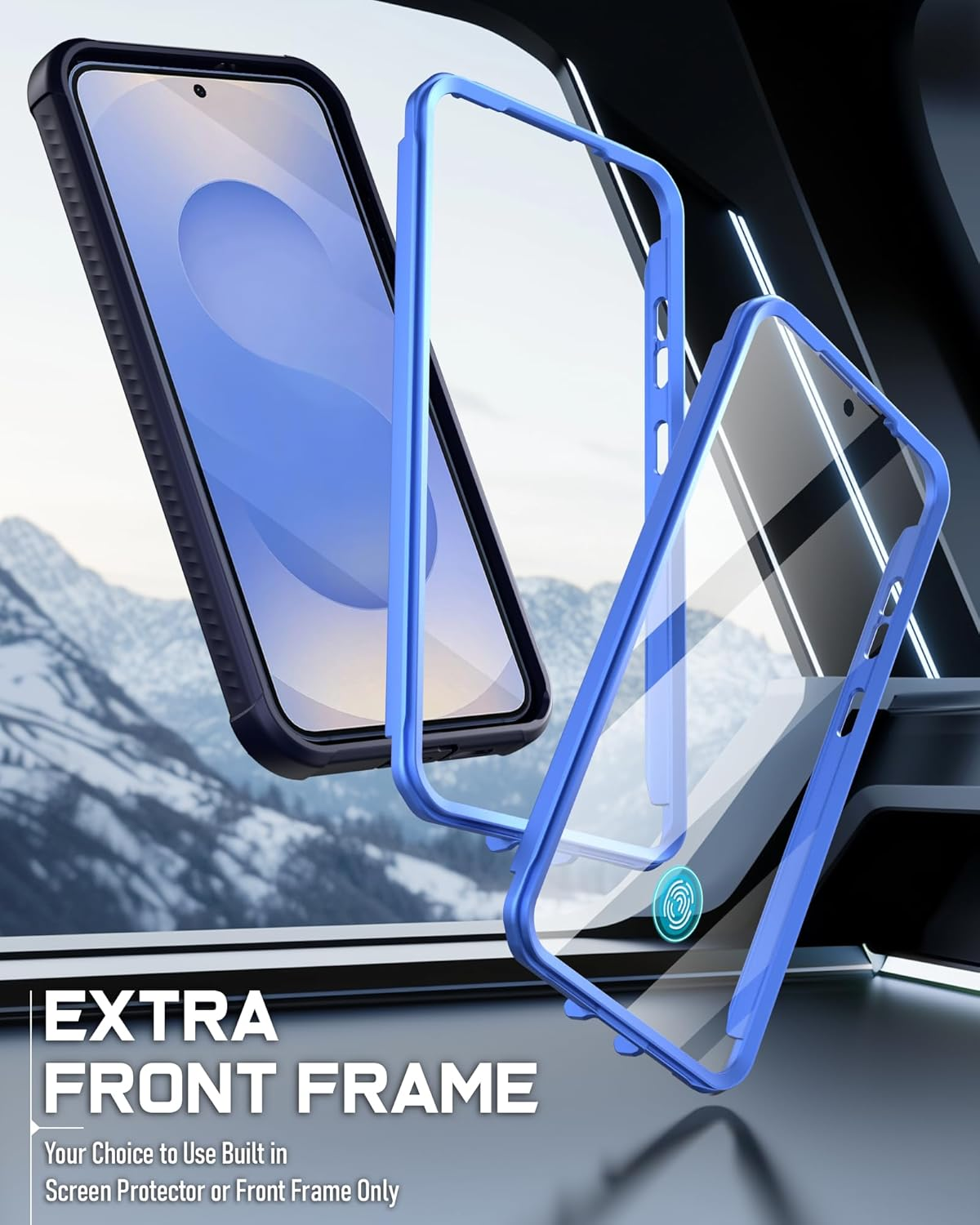 POETIC Guardian Case for Samsung Galaxy S25+ plus 5G, 6M Military Grade Drop Test, Built-In Screen Protector and Fingerprint ID, Heavy Duty Shockproof Full Body Case, Blue/Clear