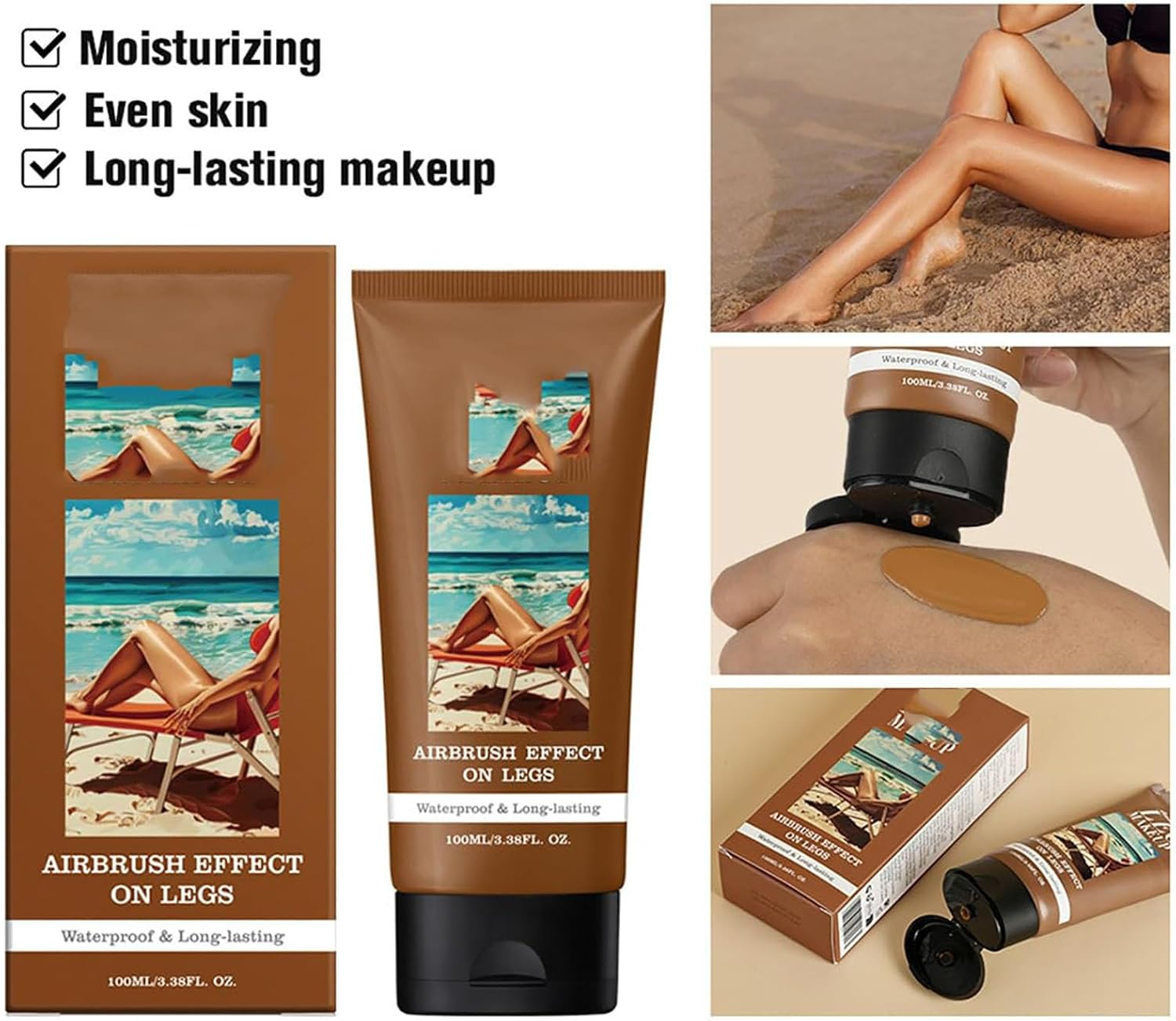 Miracle De Paris Body Coverage Perfector, Miracle De Paris Leg Makeup, Body Coverage Perfector, Transfer-Resistant, Waterproof, Lasts for All Skins (01+02)