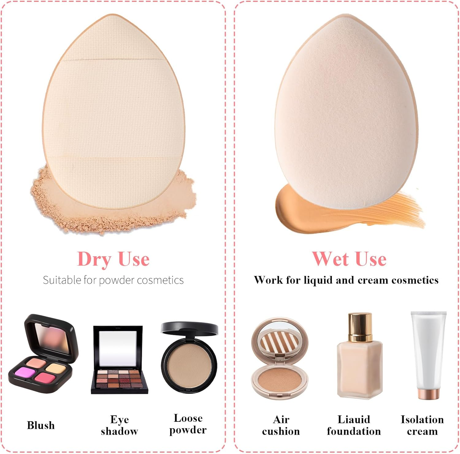 LXUEJIE 75PCS Finger Powder Puff, Mini Makeup Puff, Reusable Drop-Shaped Makeup Sponges Soft Setting Powder Puffs for Face Powder Foundation Concealer image number 6