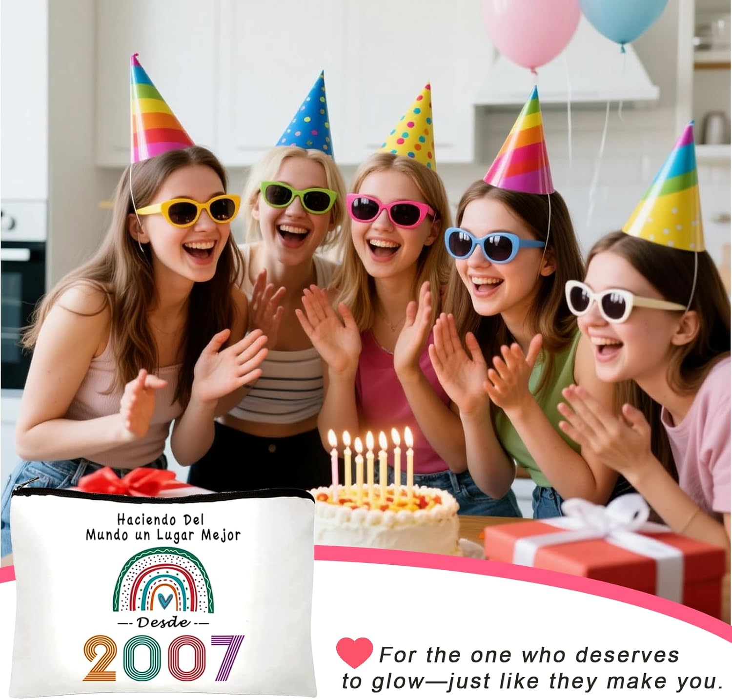 18Th Birthday Gift Cute Small Makeup Bag Large Capacity Rainbow Makeup Bag Fun Zipper Bag Portable Toiletry Bag Girl Birthday Gift Idea for Storage Storage for Girls and Women image number 4