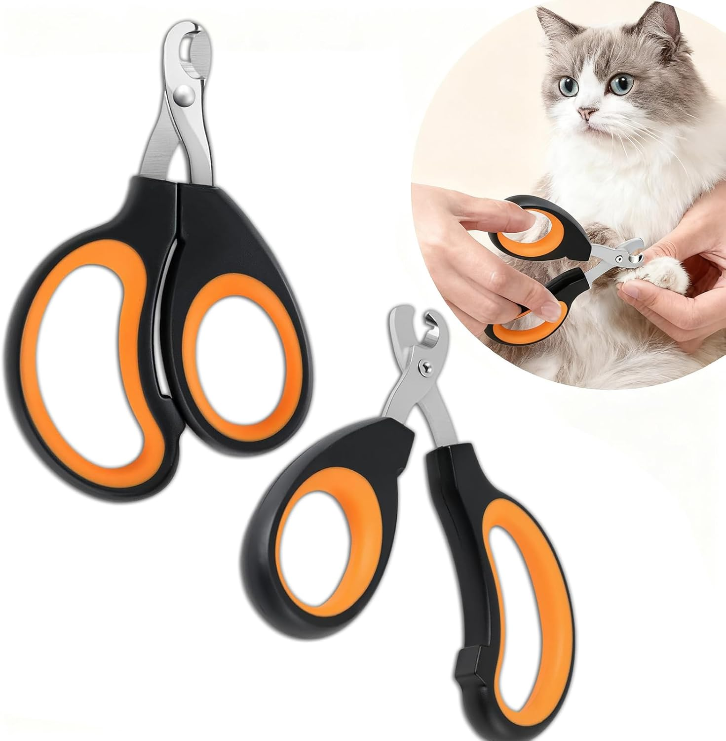 Cat Nail Clippers, 2 Pack Black Orange Pet Nail Clippers, Safe Cat Claw Clippers for Small Pets, Essential Grooming Tool for Cats and Kittens, Multi-Pet Household Use image number 6