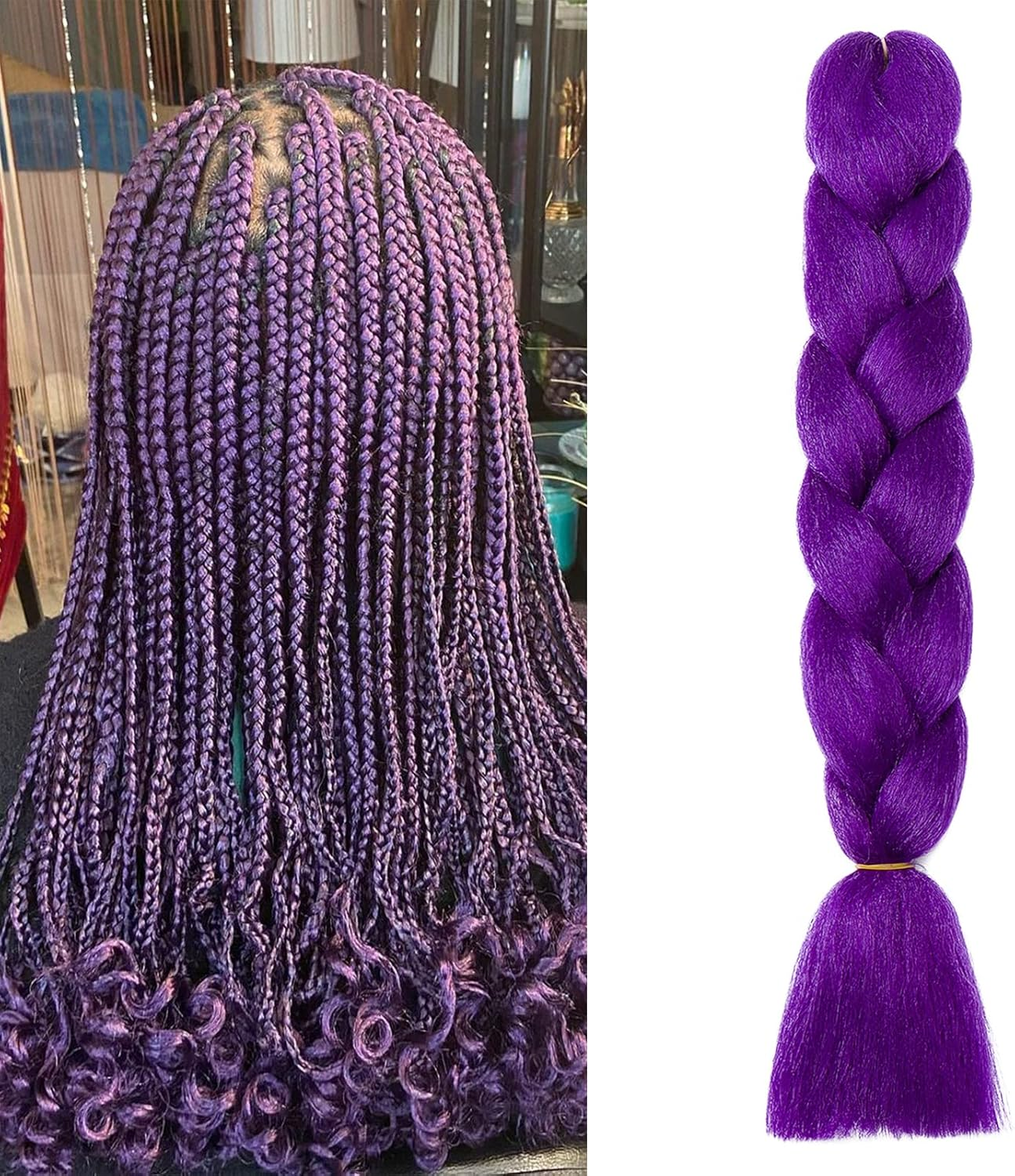 Gairyan Jumbo Braids Extensions Braiding Synthetic Hair for Braiding Hair 1 Piece 100 G Braiding Hair Extensions 60 Cm Ombre Synthetic Braids Afro Hair for Box Crochet Braids (Dark Purple) image number 3
