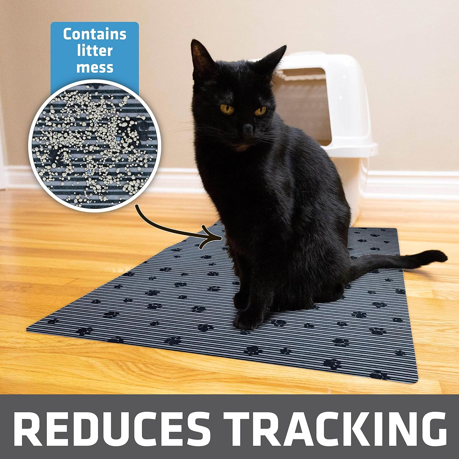 Drymate Original Cat Litter Mat, Contains Mess from Box, Protects Floors, Urine-Proof, Machine Washable, Soft on Kitty Paws, Absorbent, Waterproof (USA Made, Recycled Content) (20&rdquo;X28&rdquo;)(Greystripepaw) image number 4