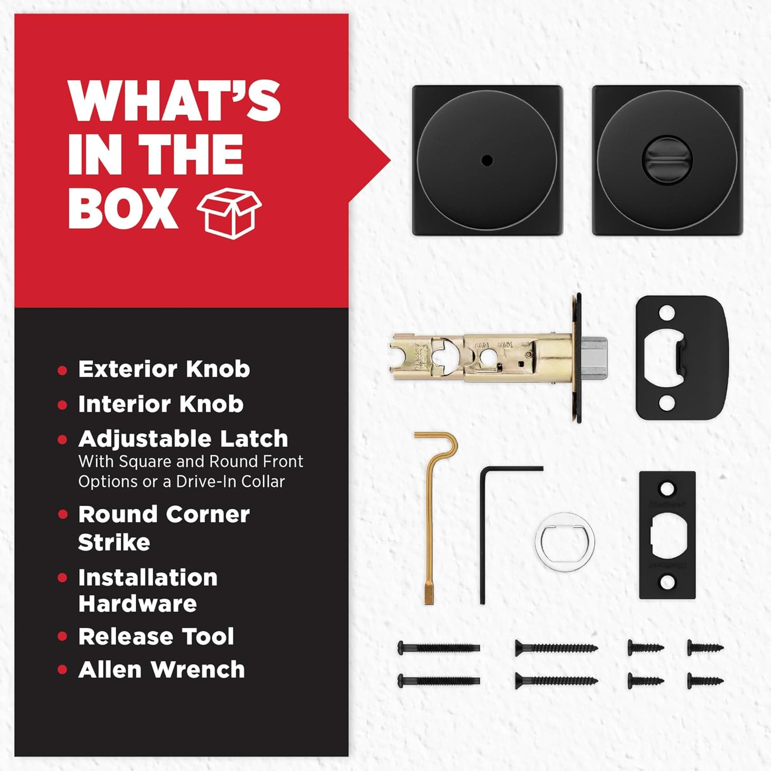 Kwikset Pismo Privacy Locking Door Knob, Interior Handle with Keyless Lock for Bedroom and Bathroom Doors, Featuring Microban Protection, in Matte Black image number 1