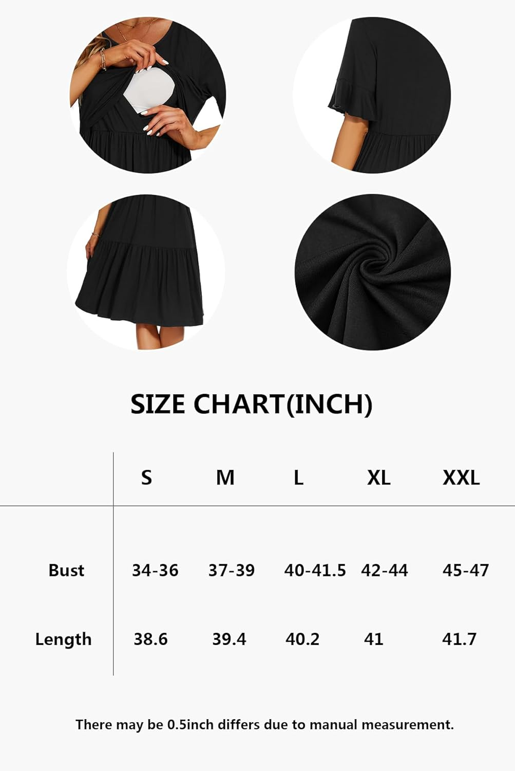 Smallshow Women'S Maternity Nursing Dress Ruffle Short Sleeve Breastfeeding Clothes image number 6