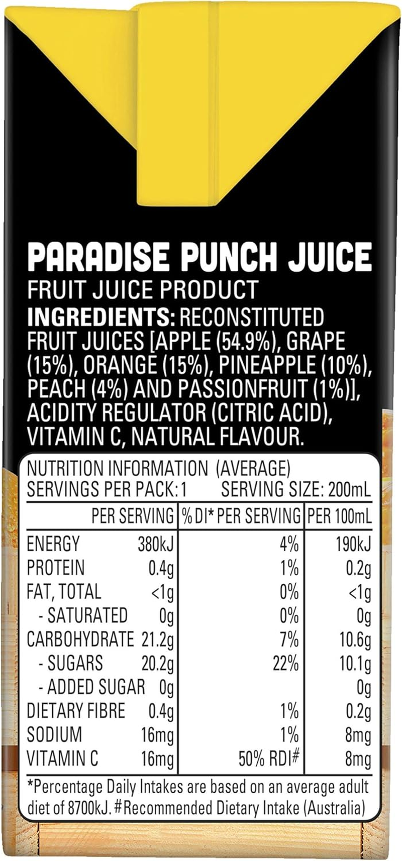 Just Juice Paradise Punch Juice Box, Poppers, Multipack, No Added Sugar, OJ Drinks, 6 X 200Ml (Pack of 3) image number 2