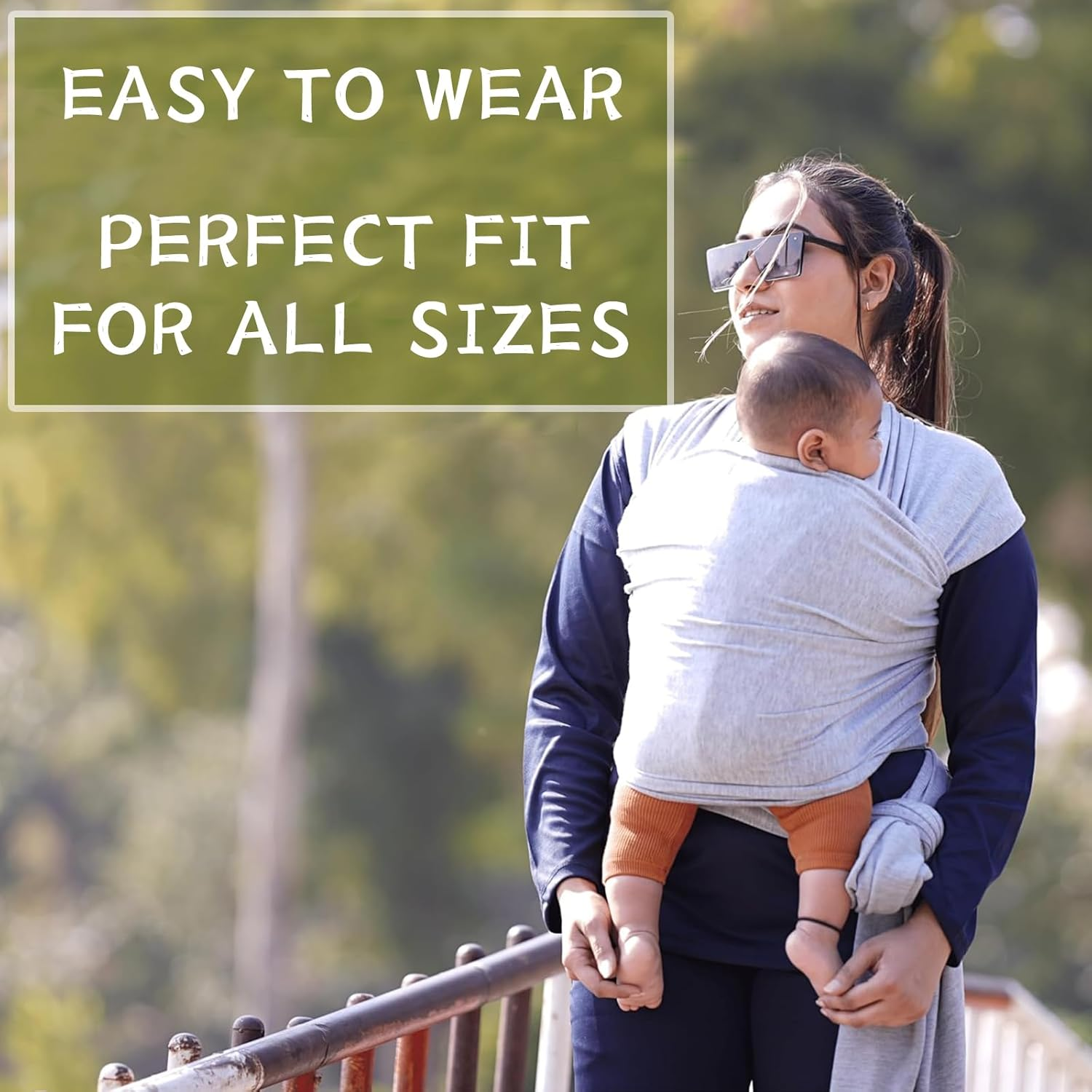 Ling-Luo Baby Wrap Carrier, Easy to Wear Soft Baby Carrier, Lightweight Hands Free Baby Sling, Adjustable Baby Carriers for Newborn to Toddler 8-35 Lbs(Grey) image number 4