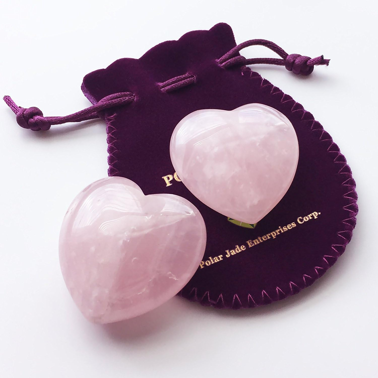 Puffy Heart Hand-Carved of 100% Natural Crystal Stones for Chakra Energy Healing, Meditaion, Massage and Decoration (Set of 2 Rose Quartz) image number 6