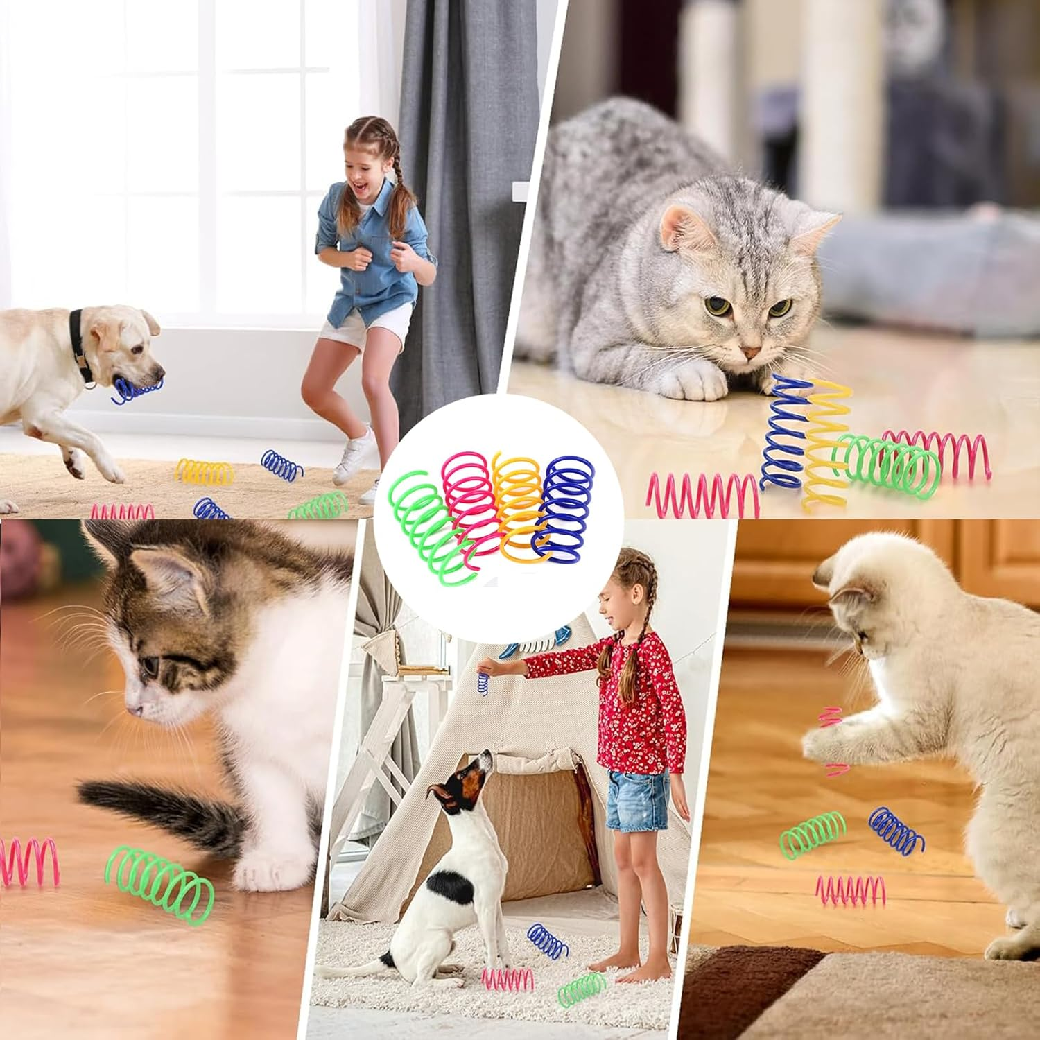 Spiral Toy Cat Toy Cat Spring Toy, 4 Colours, Colourful Wide Colourful Spiral Feathers, Spring Toy, Lightweight, Durable Plastic, Biting, Hunting, Pet, 40 Pieces image number 4