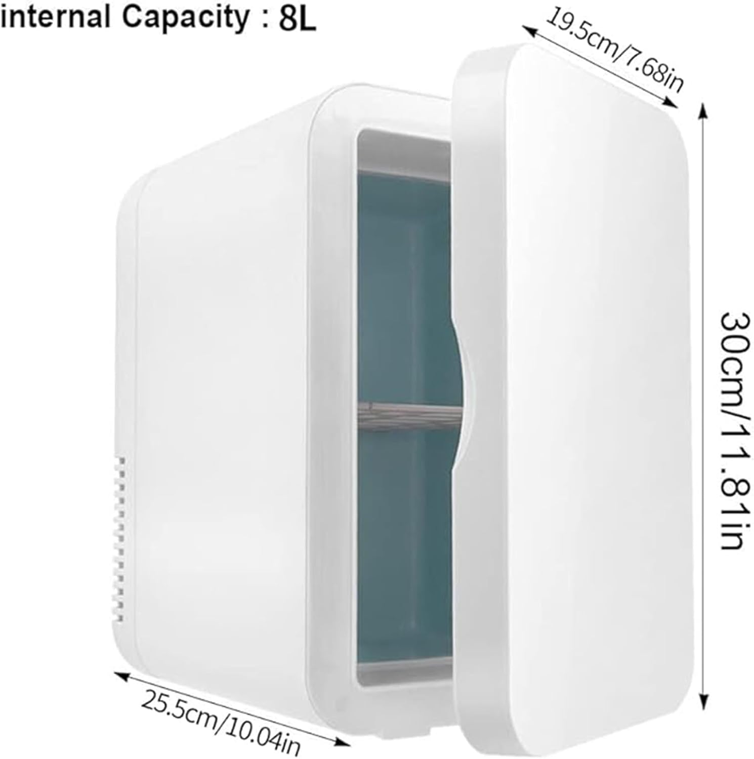 TECHVIDA Portable Mini Refrigerator 8L, Bedroom, Car, Travel, 220V AC/12V DC, White, 1 Door, 1 Shelf, 8L Capacity, 1 Star Energy Efficiency image number 1