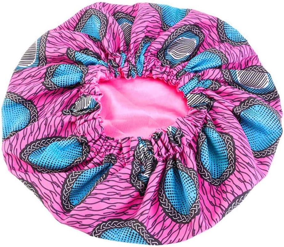 COMVIP Women Adjustable Night Sleeping Hat Hair Turban Stain Bonnet D: Rose image number 3