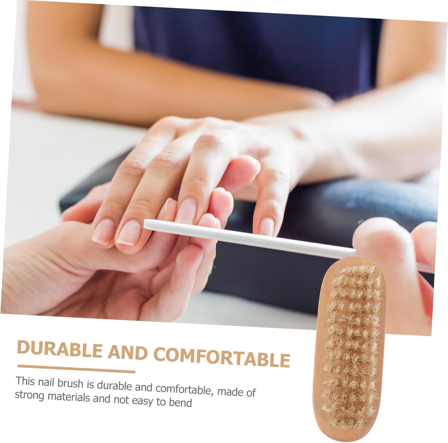 LOORGVEL 1Pc Wooden Nail Brush Natural Boar Bristles for Fingernail Cleaning Lightweight Design for Home Nail Care Art Wood