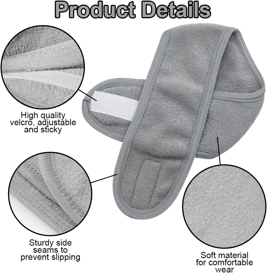 Pack of 3 Hair Bands for Make-Up, Cosmetic Headband, Terry Towelling, Spa Headband, Terry Towelling Hair Bands, Adjustable Hair Protection Band for Showers, Make up and Cosmetics (Grey) image number 5