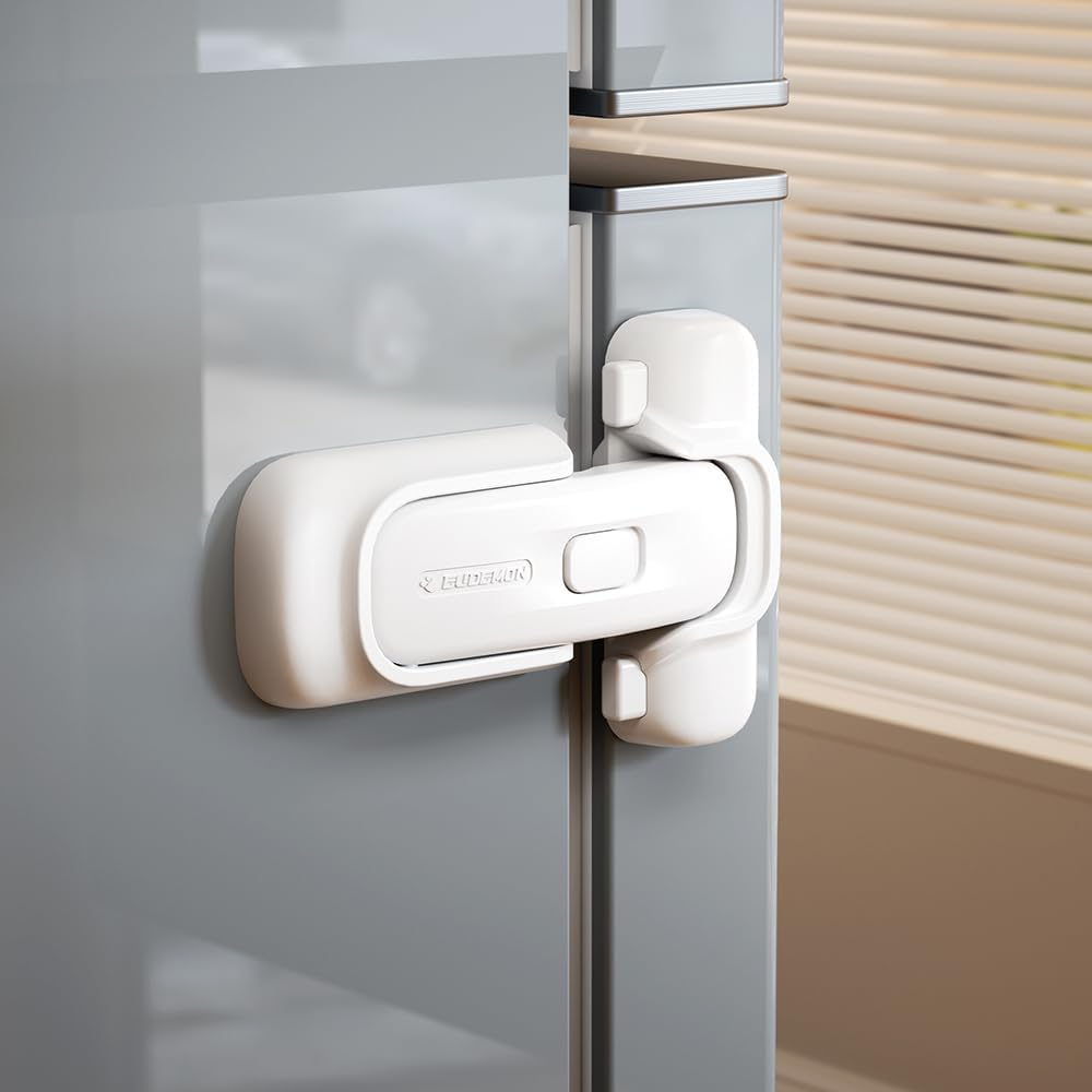 EUDEMON 1 Pack Refrigerator Lock, Child Proof Fridge & Freezer Lock for Kids & Toddlers, Easy to Install,No Tool Need or Drill (Grey)