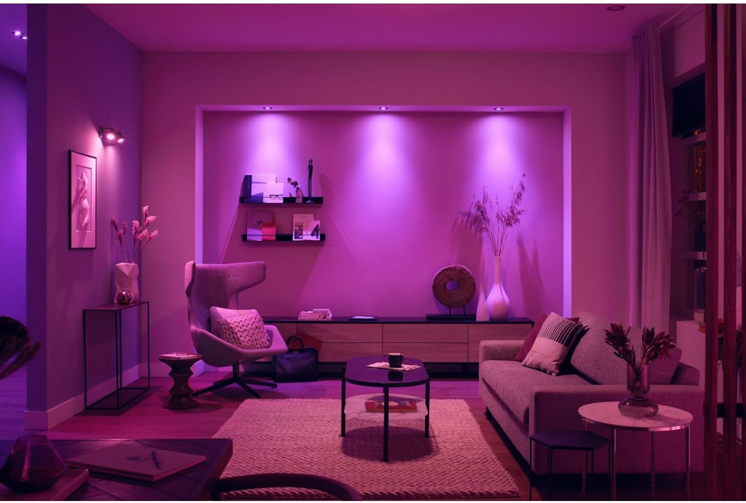 Philips Hue White & Color Ambiance Centura Pack of 3 round Recessed Spotlights, Dimmable Ceiling Lights, Intelligent Light Control via Voice and App. image number 4