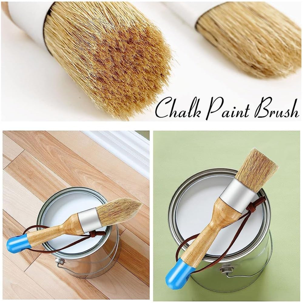 Elqater Chalk and Wax Paint Brushes for Acrylic Painting Bristle Stencil Brushes for Wood Furniture Home Decor image number 1