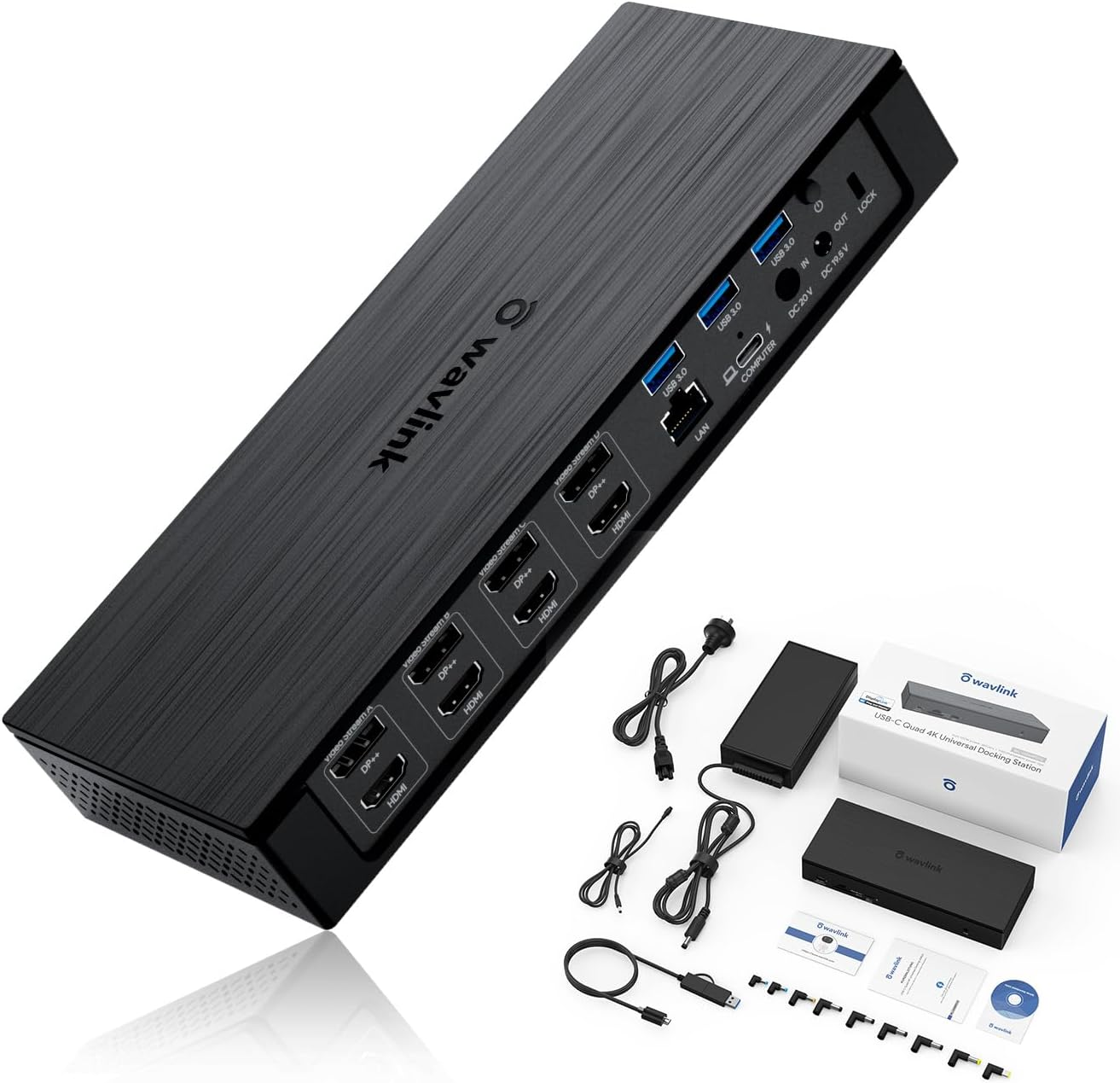 WAVLINK Displaylink Universal Laptop Docking Station, 20-In-1 Enterprise-Level Docking with 100W Power Delivery/Dc Charging,Dual 5K@60Hz(For Windows 10/11), Quad 4K@60Hz Display, 2.5Gbps Ethernet image number 4