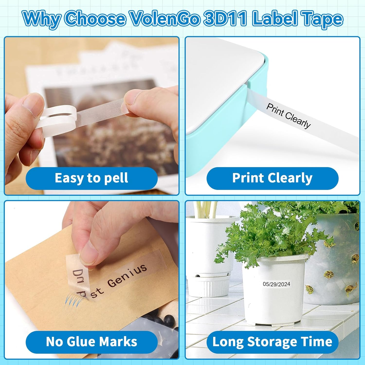 Replacement for DYMO D1 Clear Label Tape 45010 S0720500 Black on Clear 12Mm X 7M Labeling Refills Compatible with Dymo Labelmanager 160 360D 280, 1/2 Inch X 23 Feet, 2-Pack image number 6