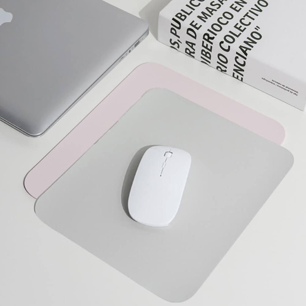 Heatunk 2-Pack Waterproof PVC Leather Mouse Pads - Non-Slip & Thickened for Gaming, Office, and Home-Pink & Grey image number 4